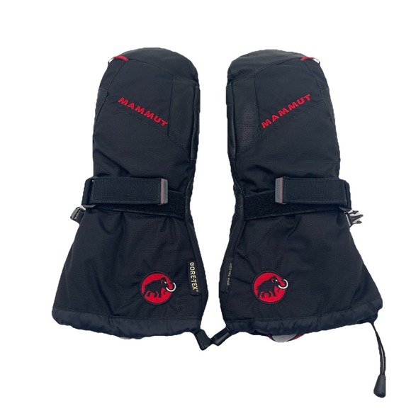 Mammut Leather GoreTex Mitt Gloves Adult Size Medium Black Ski Snowboarding - Picture 1 of 3